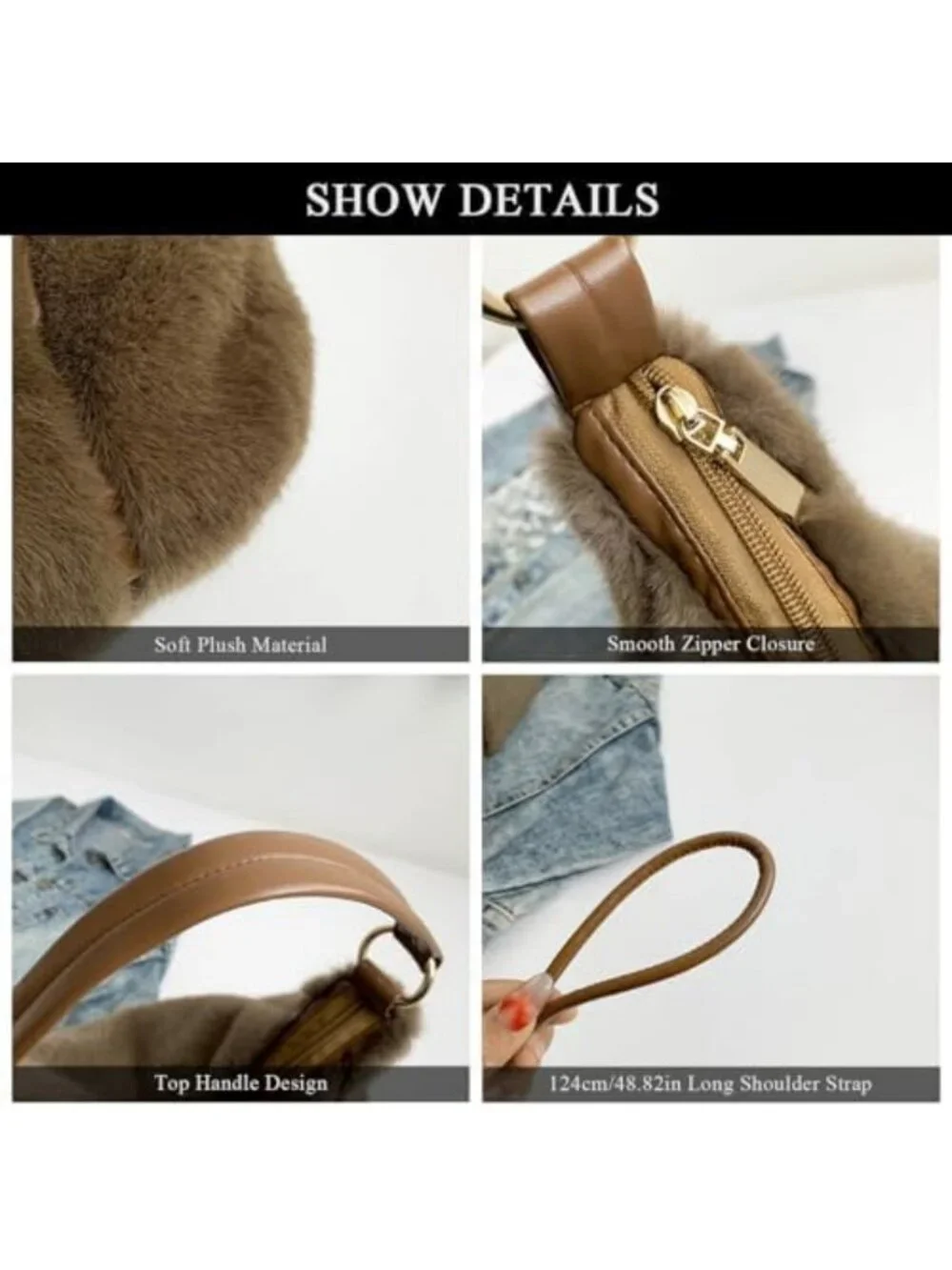 Cozy Faux Fur Tote Bag for Women - Soft Fluffy Crossbody Handbag with Strap